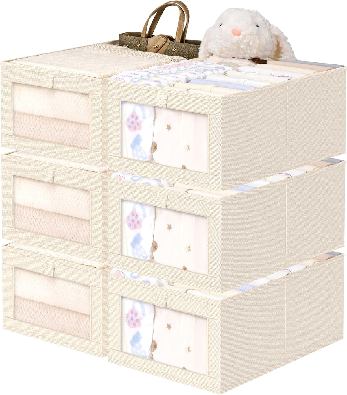 Criusia 6 Pack Linen Closet Organizers and Storage, Large Linen Closet Baskets for Organization