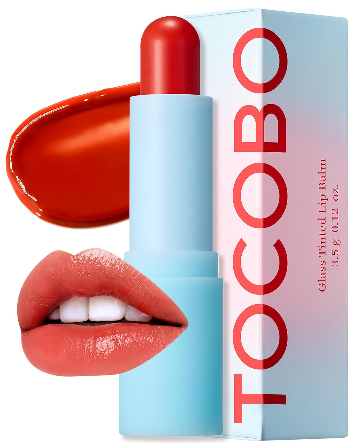 TOCOBO Glass Tinted Lip Balm 013 Tangerine Red 0.67 oz /19g | Glow Moisturizing Vegan Lip Balm &
