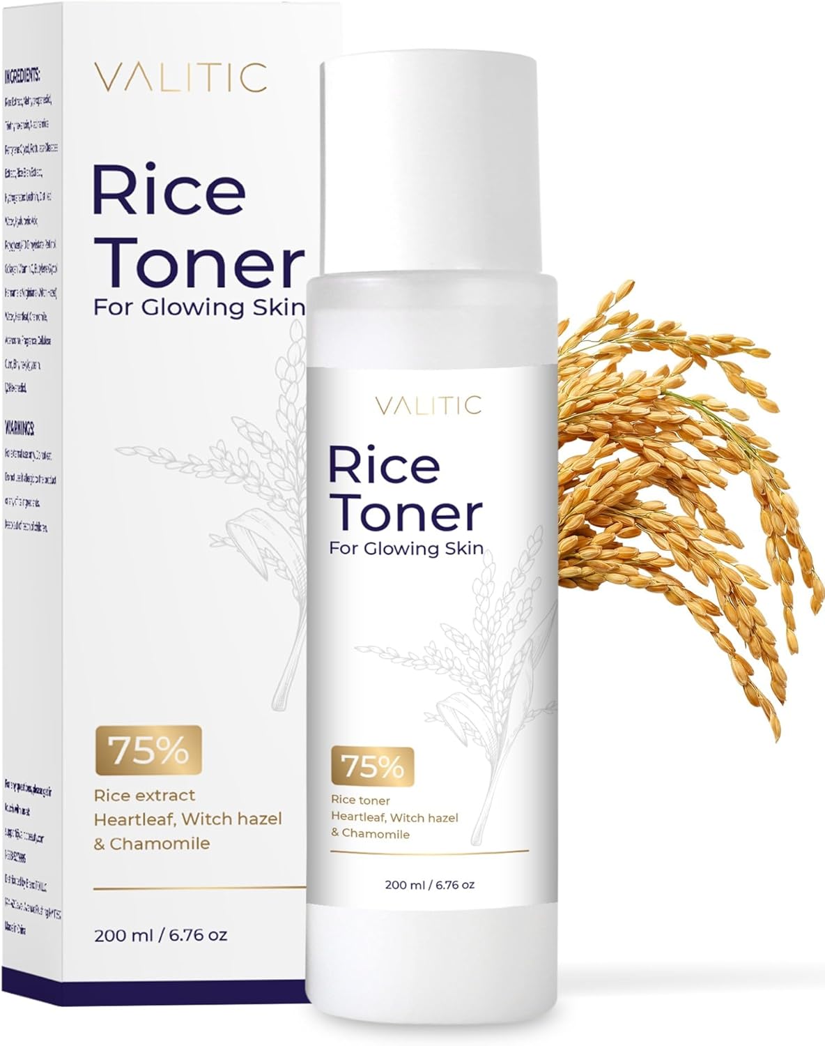 VALITIC Rice Toner - 75 Rice Extract Milky Toner for Face with Niacinamide, Heartleaf, Witch Hazel