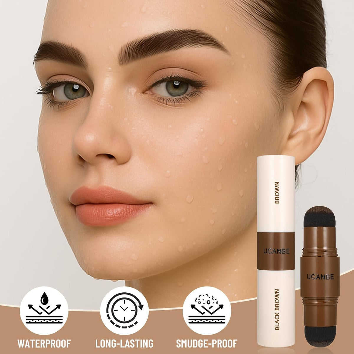 UCANBE 25PCS Eyebrow Stamp Stencil Kit With Dual-Color Eyebrow Stamp Pomade,20 Reusable Eyebrow