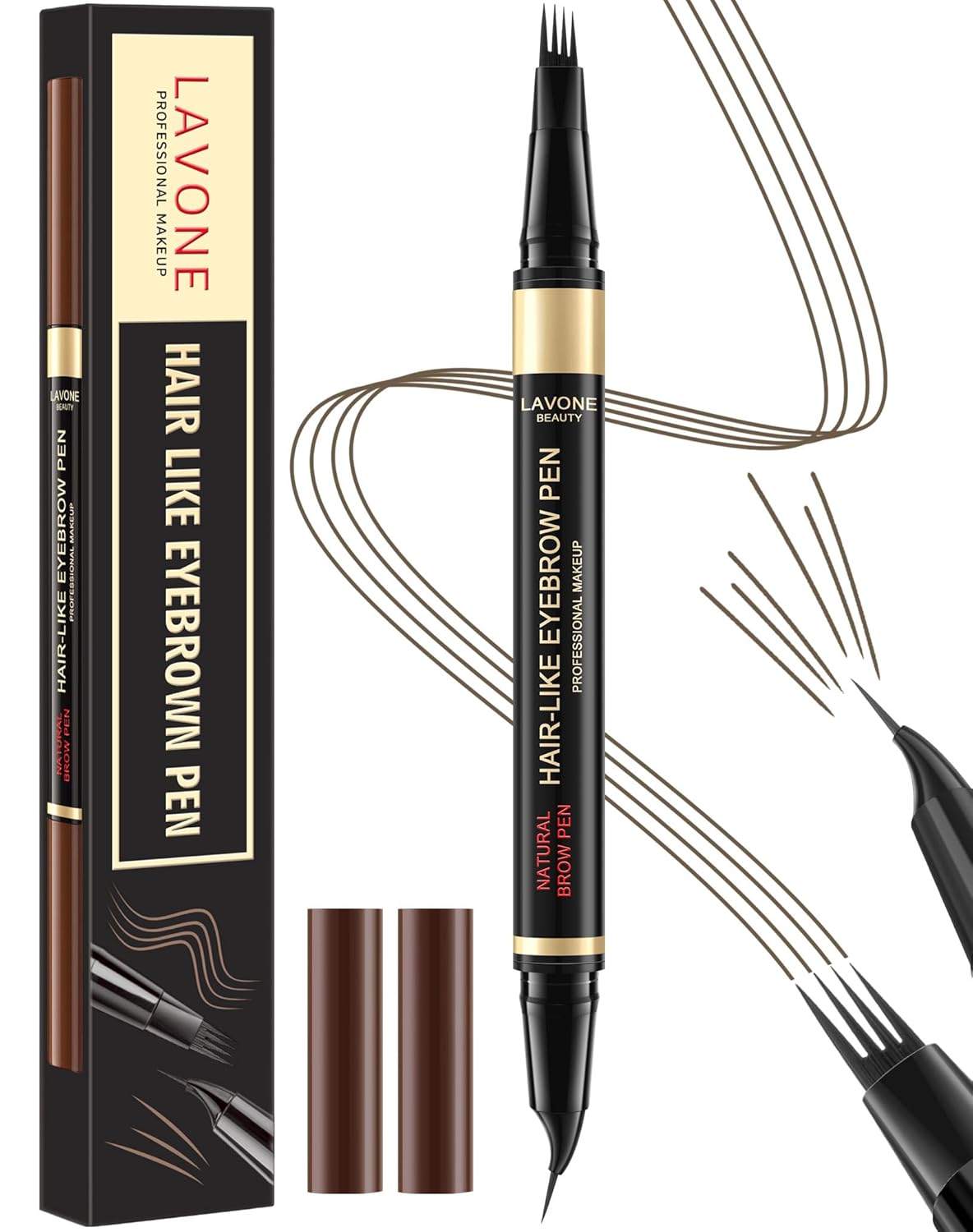 LAVONE Eyebrow Pen, 2-in-1 Eyebrow Pencils for Women with 4 Tip Microblading Eyebrow Pencil and