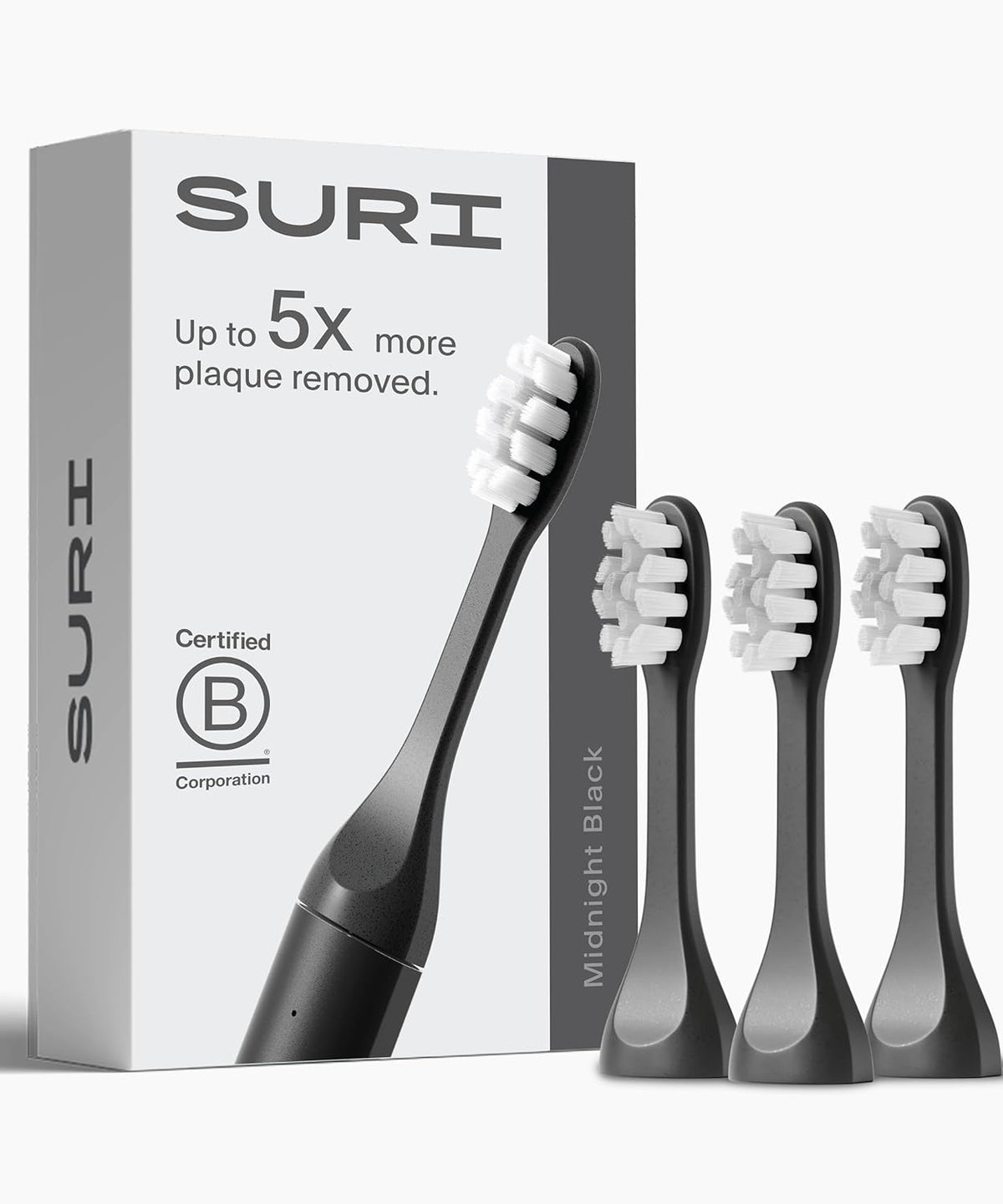 SURI Recyclable Plant-Based, Electric Toothbrush Heads - Built-in Tongue Scraper, Long Lasting