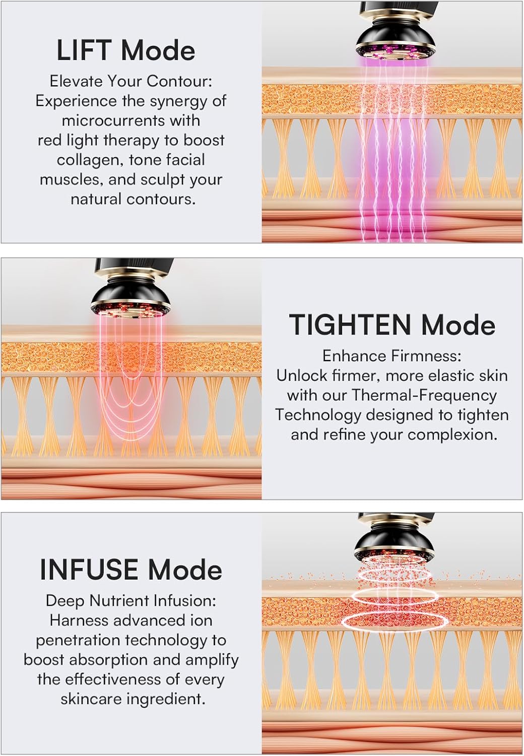 INIA 3-in-1 Red Light Therapy for Face and Neck Beauty Device for Puffiness & Skin Firming Skincare