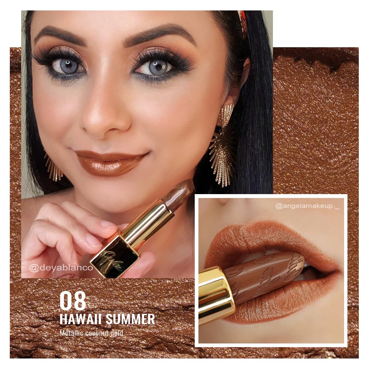 Oulac Dark Brown Lipstick for Women with Metallic 3D Shine Lightweight Hydrating Formula, High