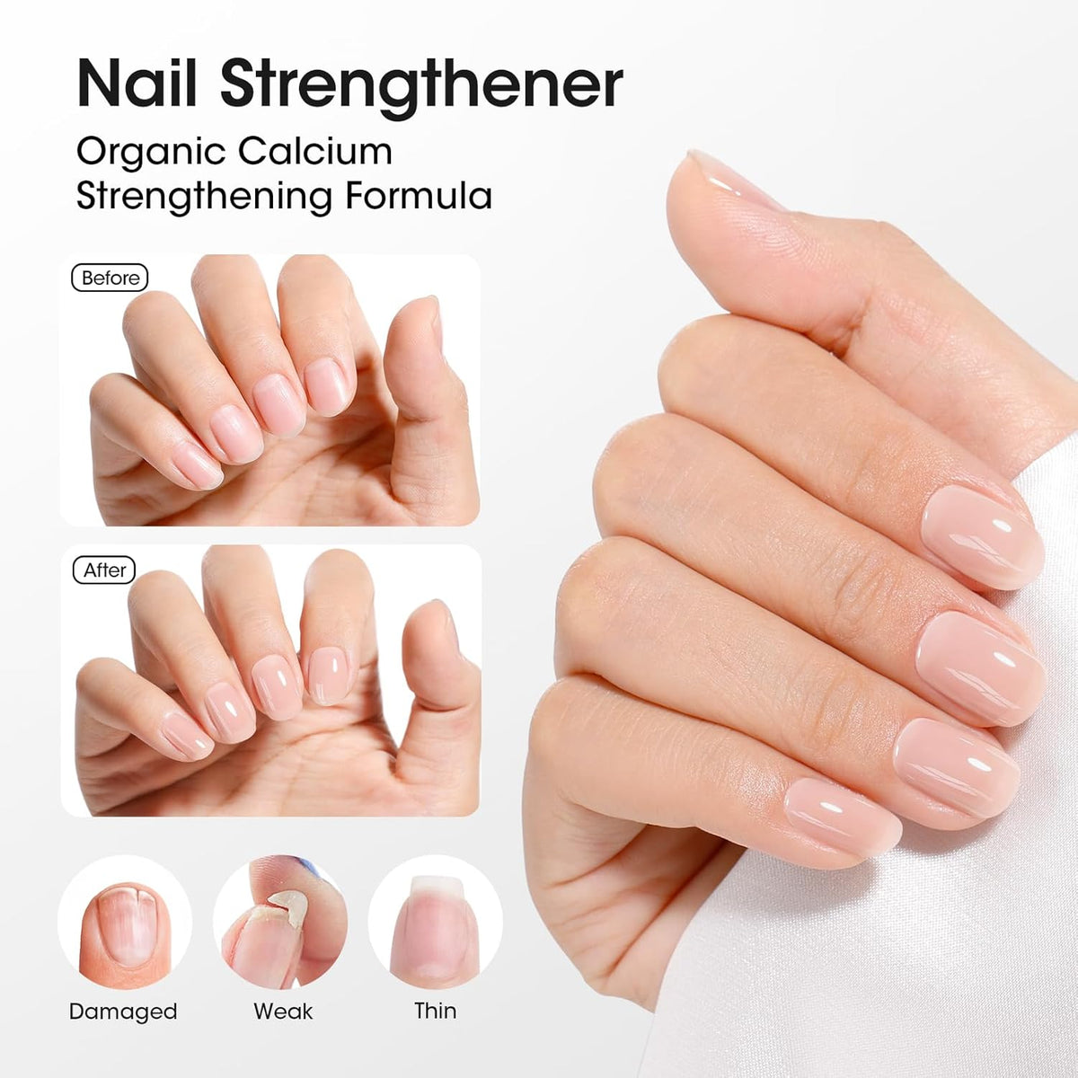 GELLEN 4-In-1 Nude Illuminating Nail Concealer Base Coat Polish Neutral Earth Tones, Sheer Nail
