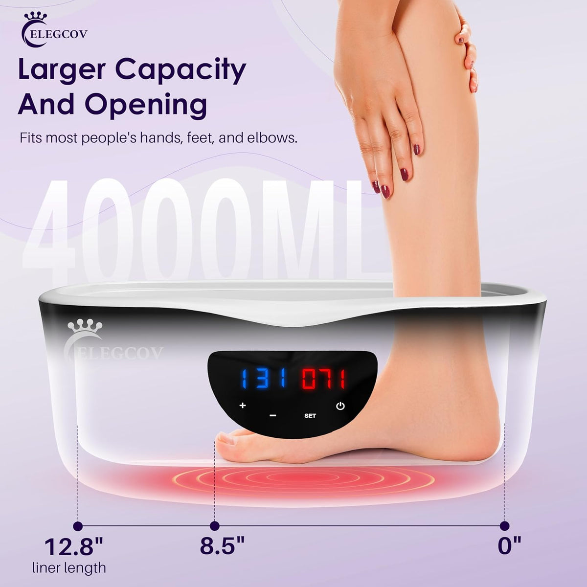 Paraffin Wax Machine for Hand and Feet - ELEGCOV Paraffin Wax Warmer with 8 Packs Lavender Bath Wax