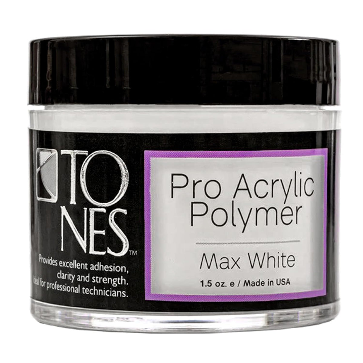 Tones Pro Acrylic Nail Powder, Max White (Creamy, Soft Off-White), (1.5 Fl Oz) - Long-Lasting &