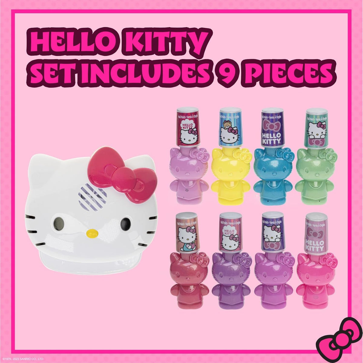 Townley Girl Hello Kitty 8 Pack Non-Toxic Peel-Off Shimmer and Opaque, Water-Based Safe Nail Polish