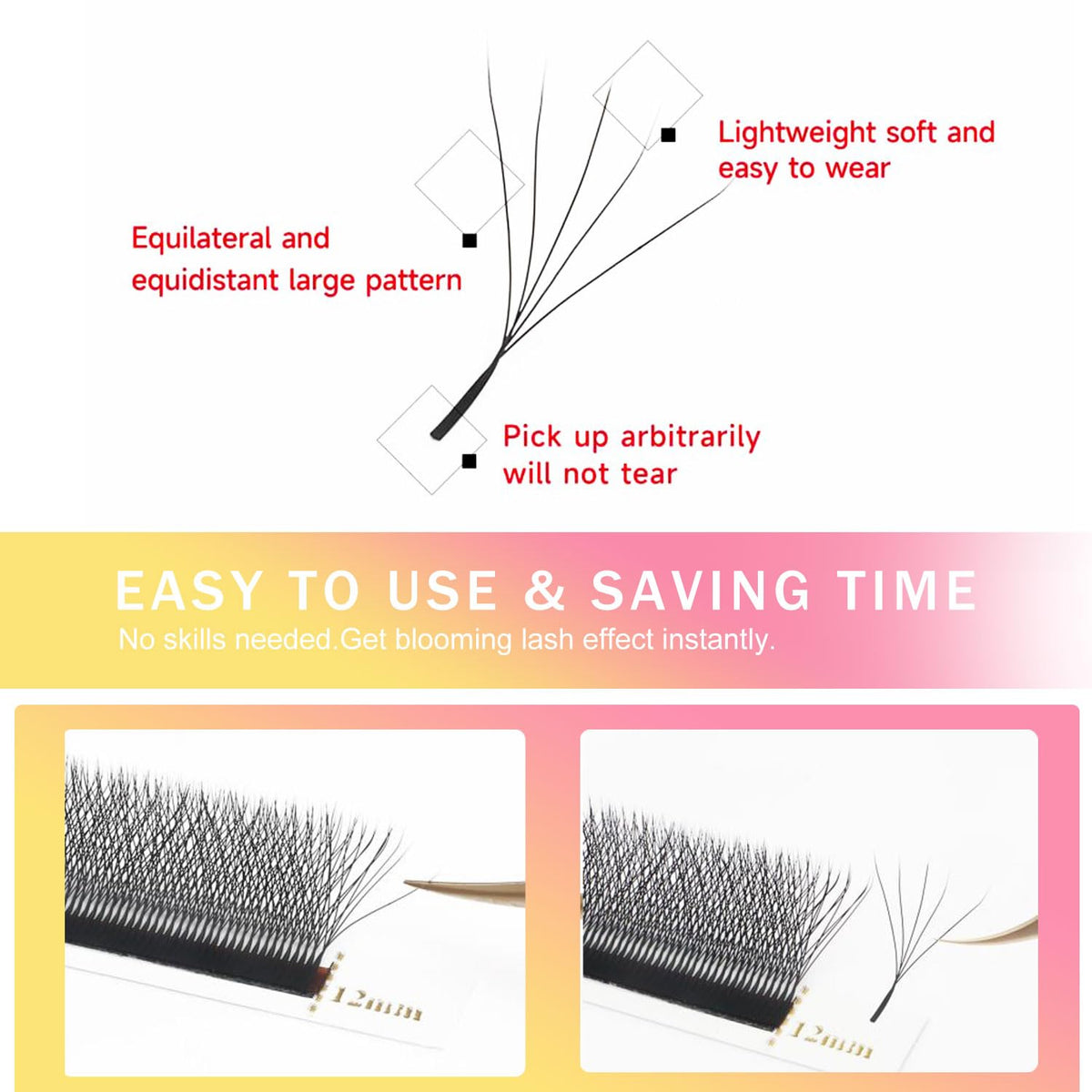 Lash Extensions 5D Eyelash Extensions W Lashes 0.07mm Thickness D Curl Lashes Mix 8-15mm Soft Lash