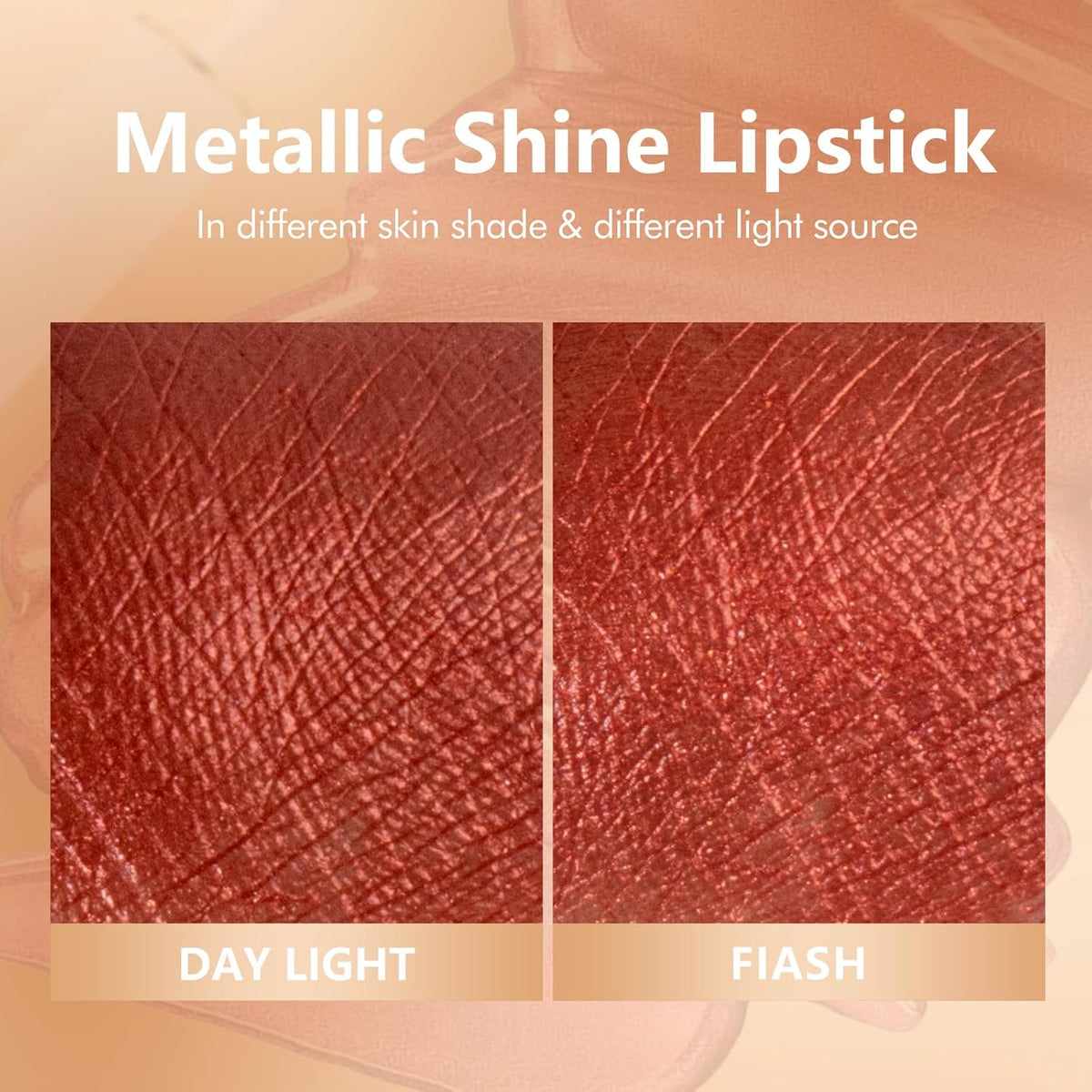 MAKI YIKA Red Lipstick for Women Metallic Lipsticks Glitter Long Lasting Lipstick No Smudge No