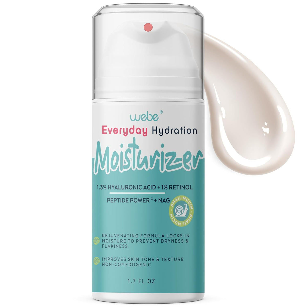 WEBE Hydration Snail Mucin Moisturizer – Hydrating Face Cream with Hyaluronic Acid, Retinol &