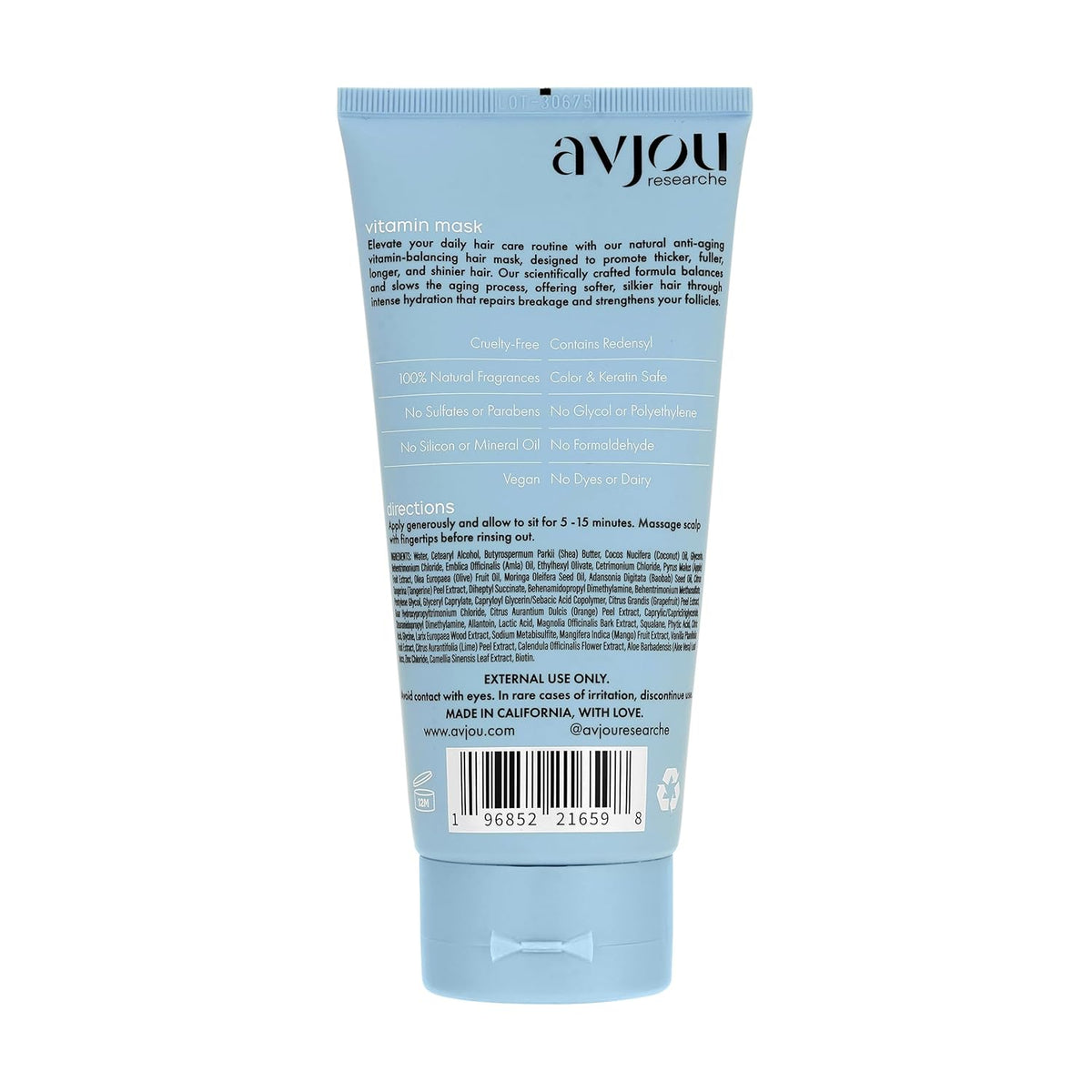 Avjou Researche™ Vitamin Mask – Supports the Look of Thicker, Fuller Hair – Vegan, Color & Keratin