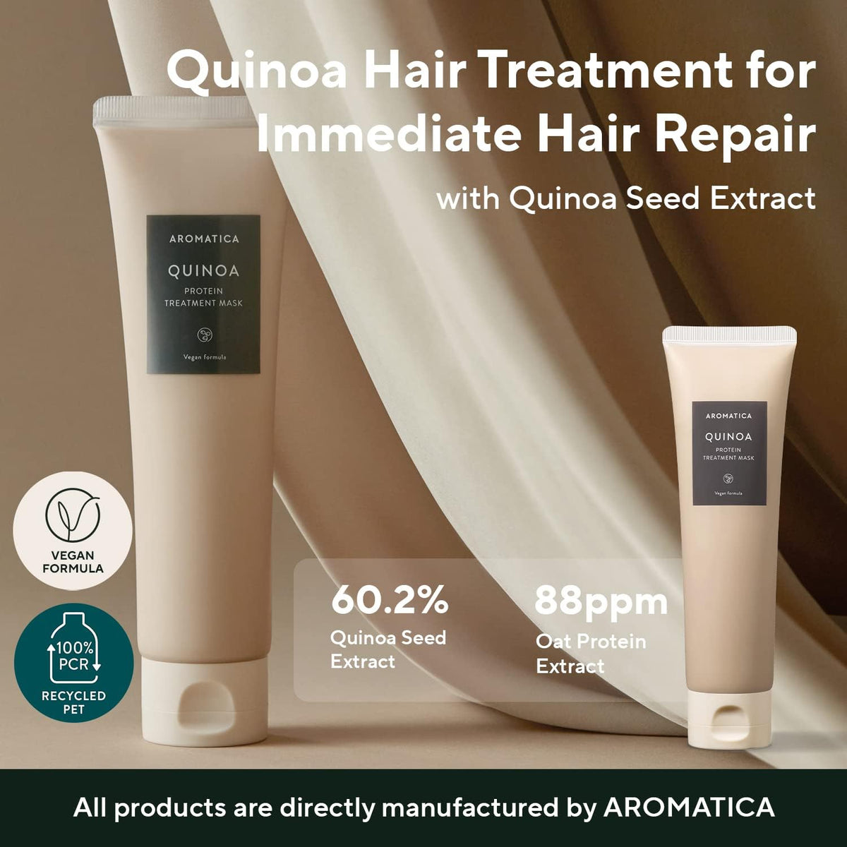 AROMATICA Quinoa Protein Hair Treatment, Silicone-free, Sulfate-free/Nourishes, Moisturizes, and