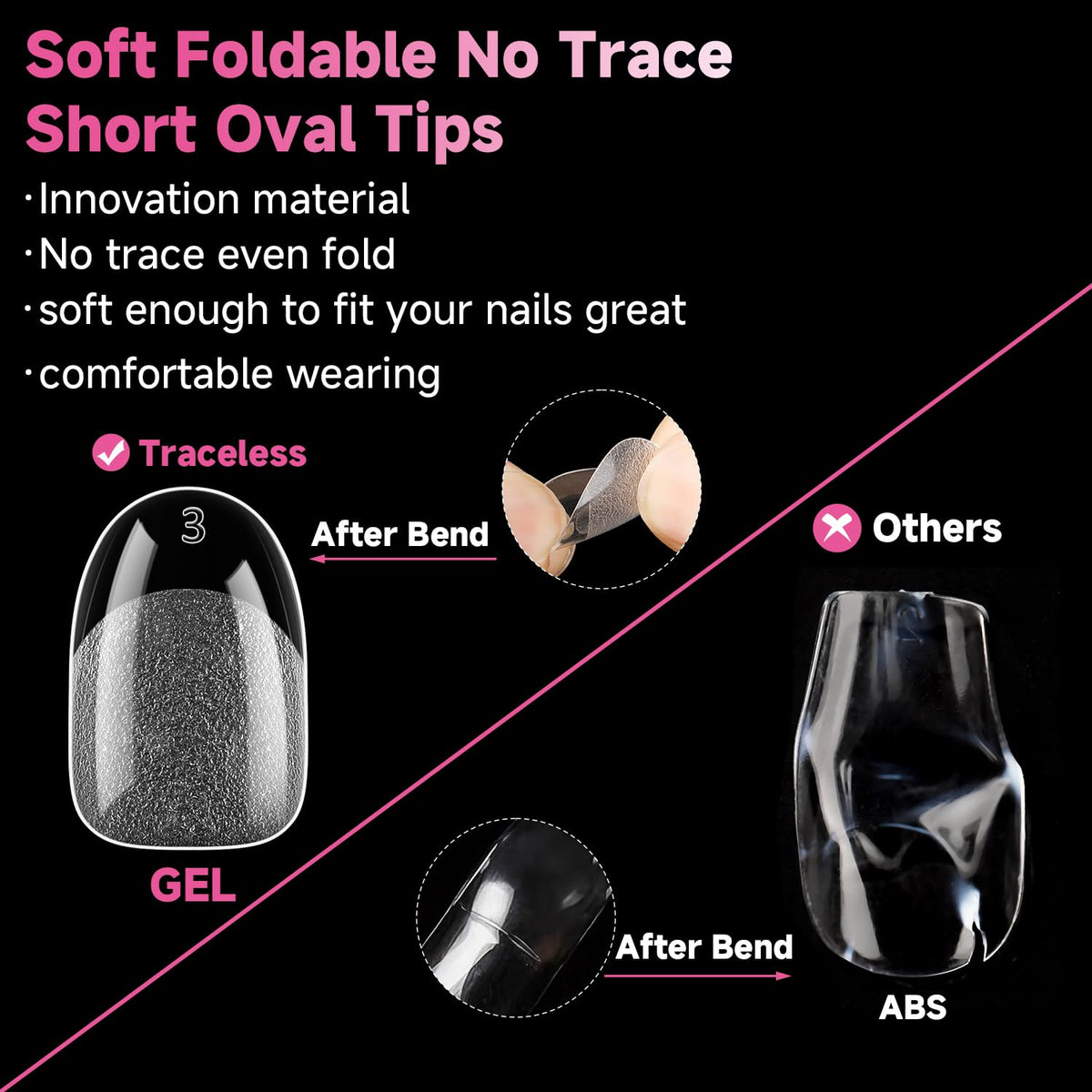 UNA GELLA Short Oval Round Nail Tips, Soft Gel Pre-shaped Half Matte Short Oval Gel Nail Tips Full