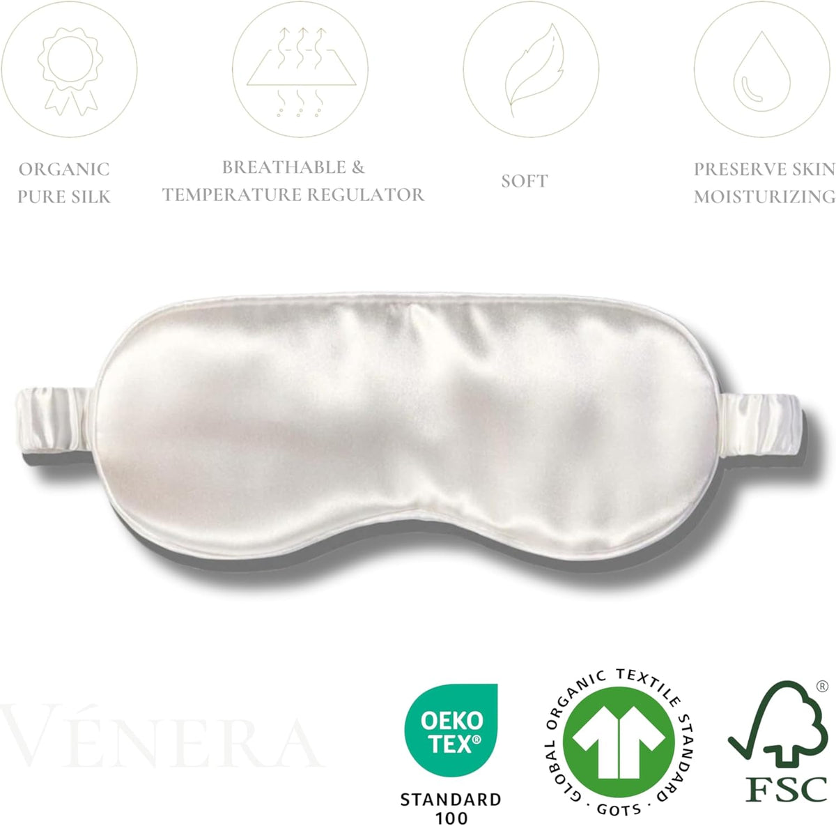 Silk Sleep Mask - 100% Pure 22 Momme Mulberry Silk Eye Sleeping Mask for Women and Men - Blackout