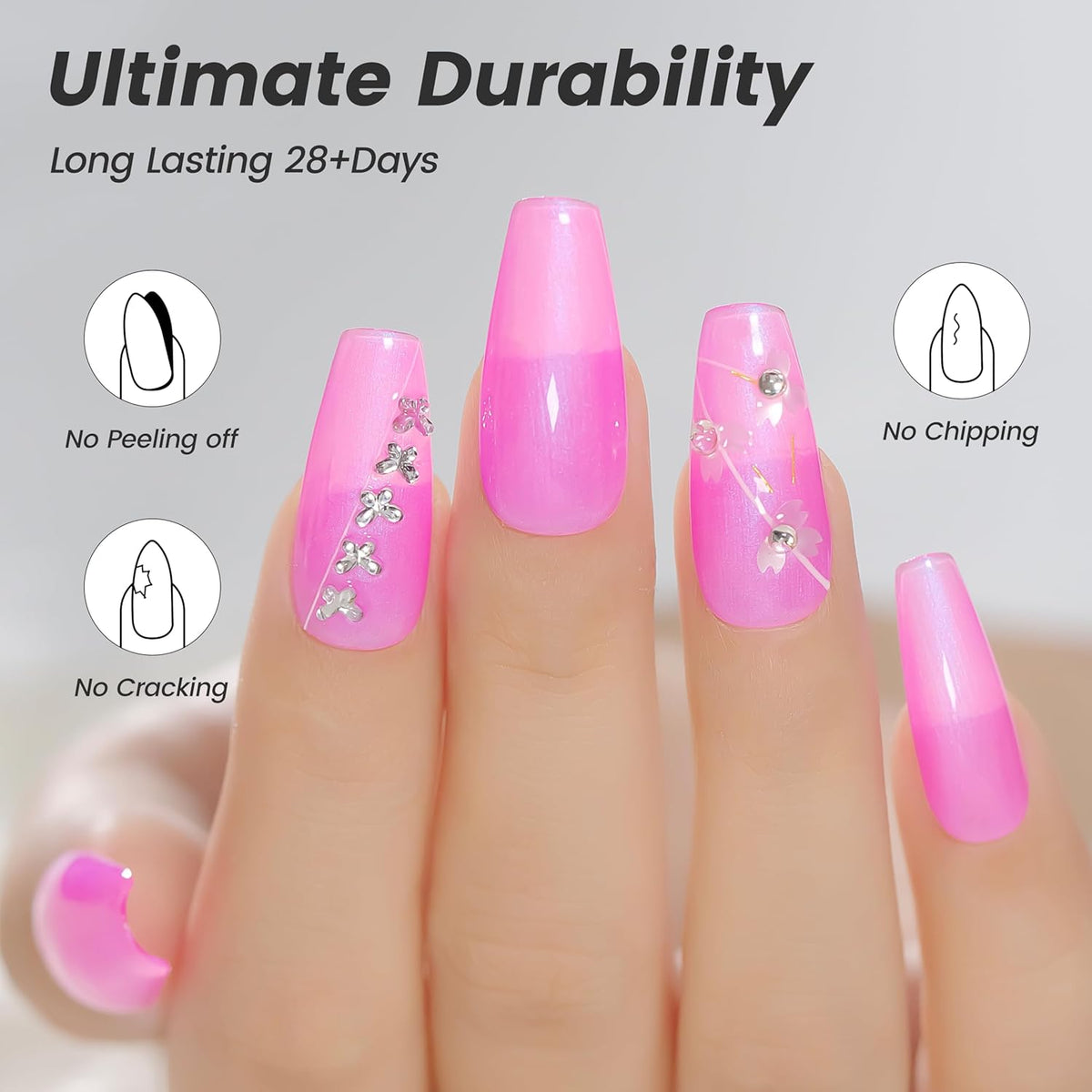 YTD Likomey Gel Nail Polish,15ml Pearlescent Pink Glitter Fall Winter Shimmer Shiny Sparkly Salon