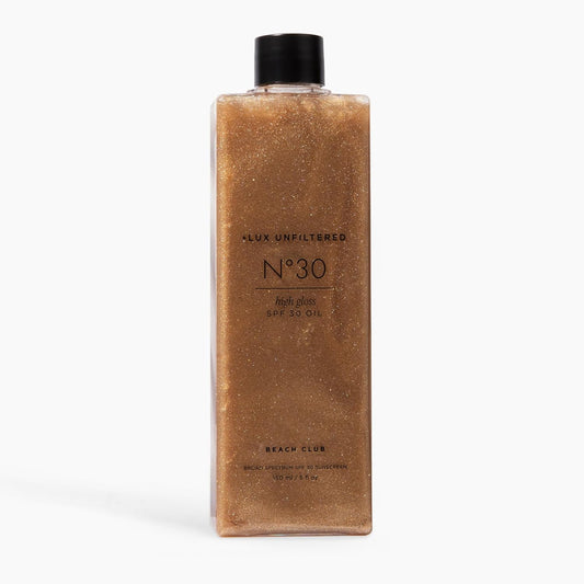 + Lux Unfiltered N°30 Shimmer Body Oil with SPF 30 - Hydrating & Nourishing High Gloss Tanning Oil