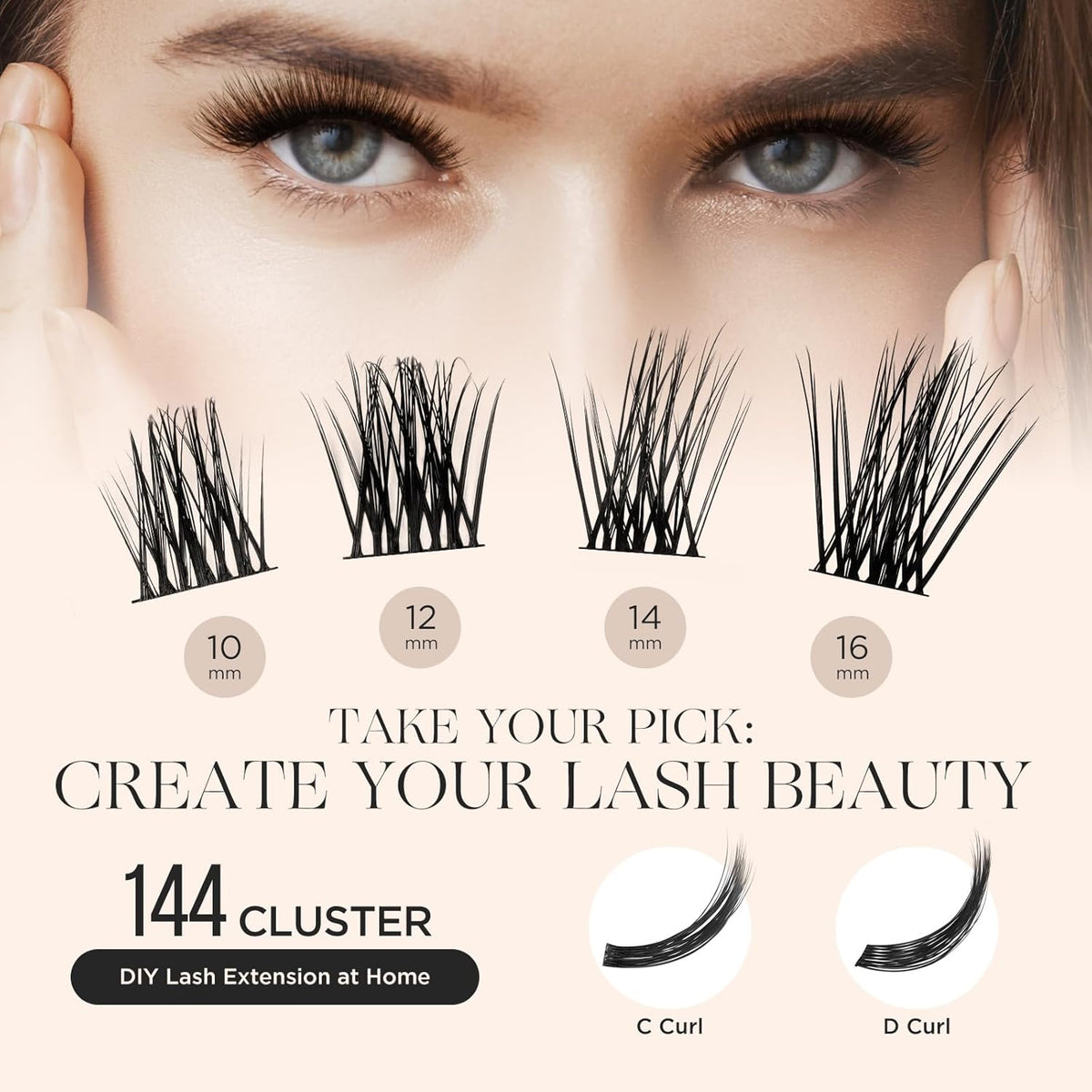 PopUp Lash Clusters 144 Pcs Cluster Lashes DIY Cluster Eyelash Extensions Mega Volume Reusable