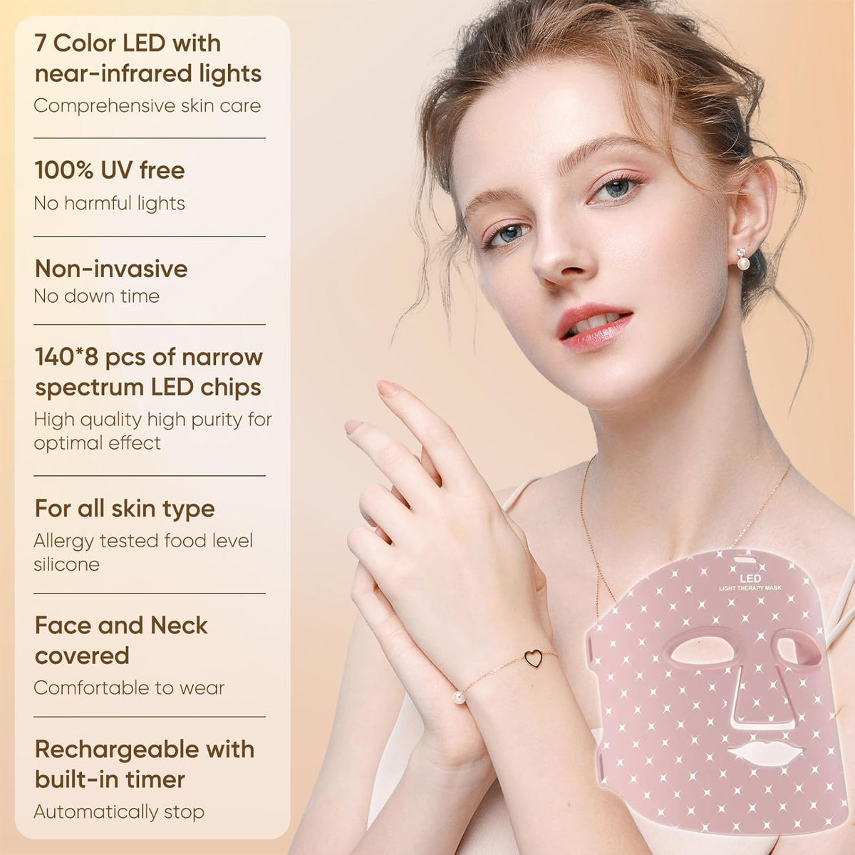 Beauty LED Light Mask -infrared light therapy red light therapy led facial light Photons Facial