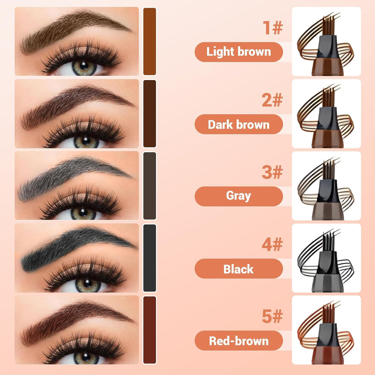 2025 New Magic Eyebrow Pencil, 3D Waterproof 4 Tipped Precise Brow Pen Microblading Eyebrow Pencil