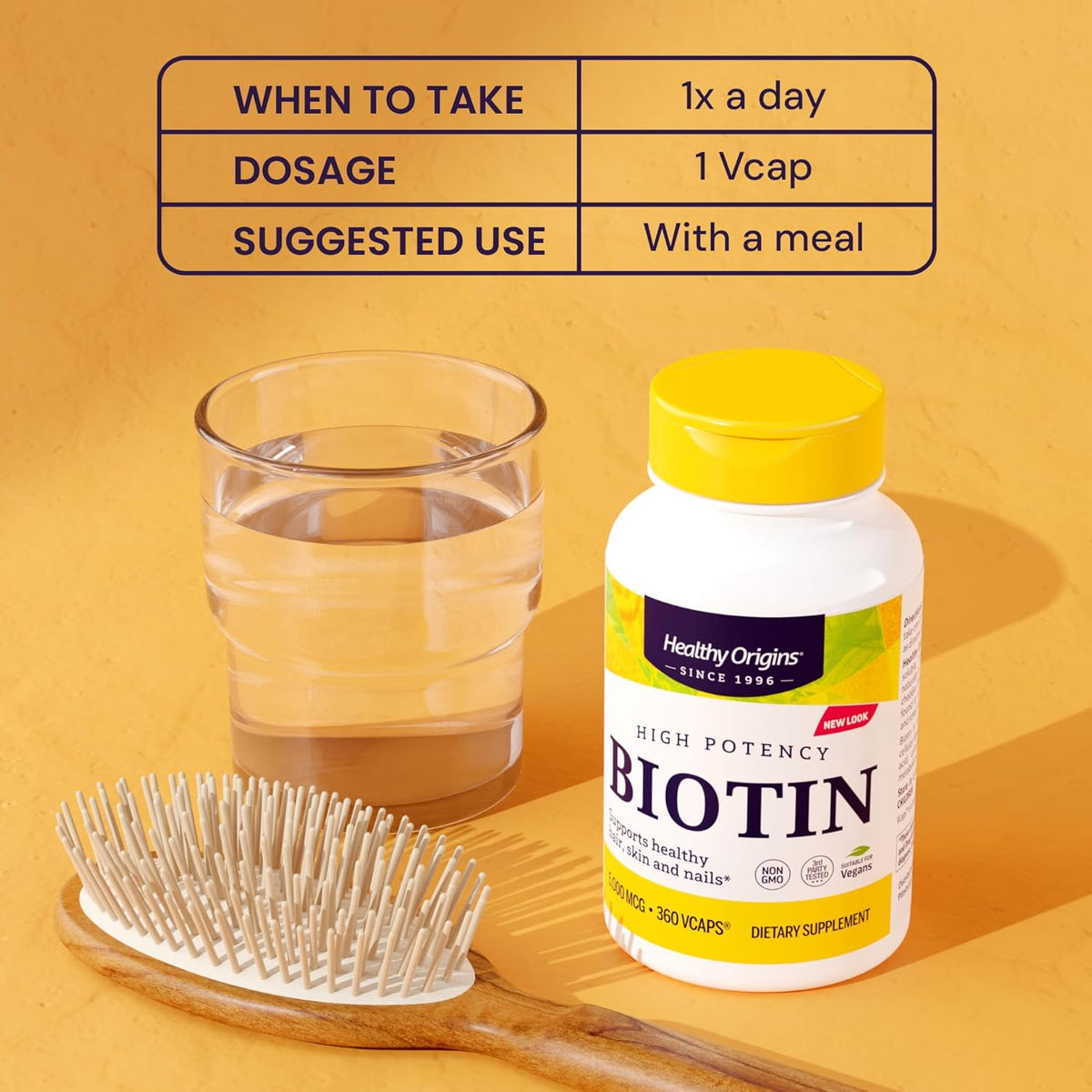 Healthy Origins Biotin 5,000 mcg (USP Grade, Non-GMO, Gluten Free, Hair Support, Nail Support), 360