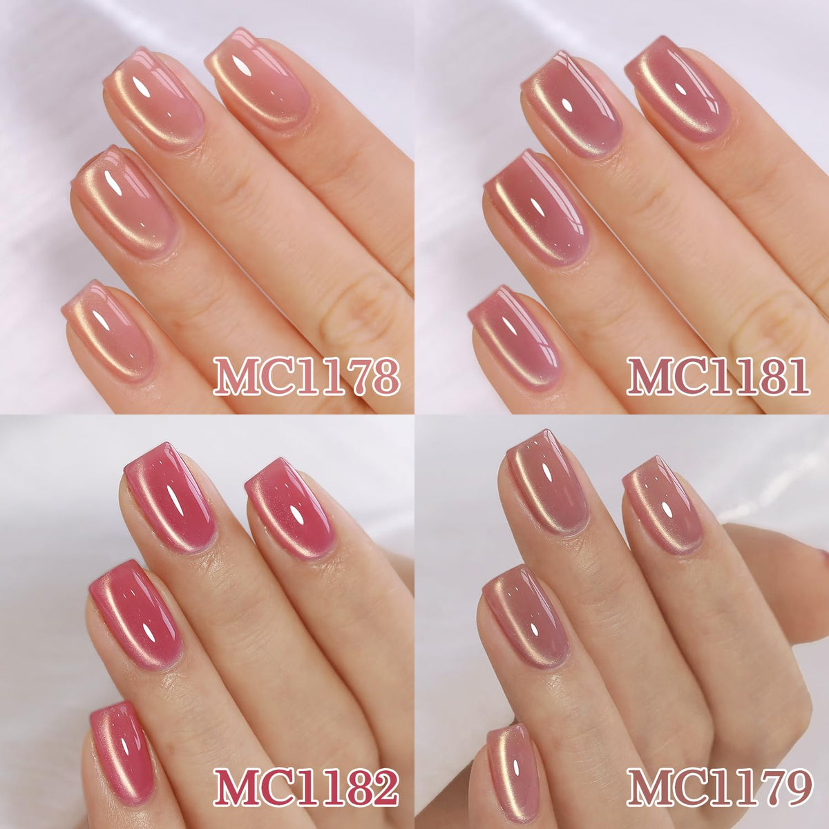 Double Rhythm Cat Eye Gel Nail Polish Set of 6 Same Color Same Bottle 0.5 Oz Shimmer Glitter with
