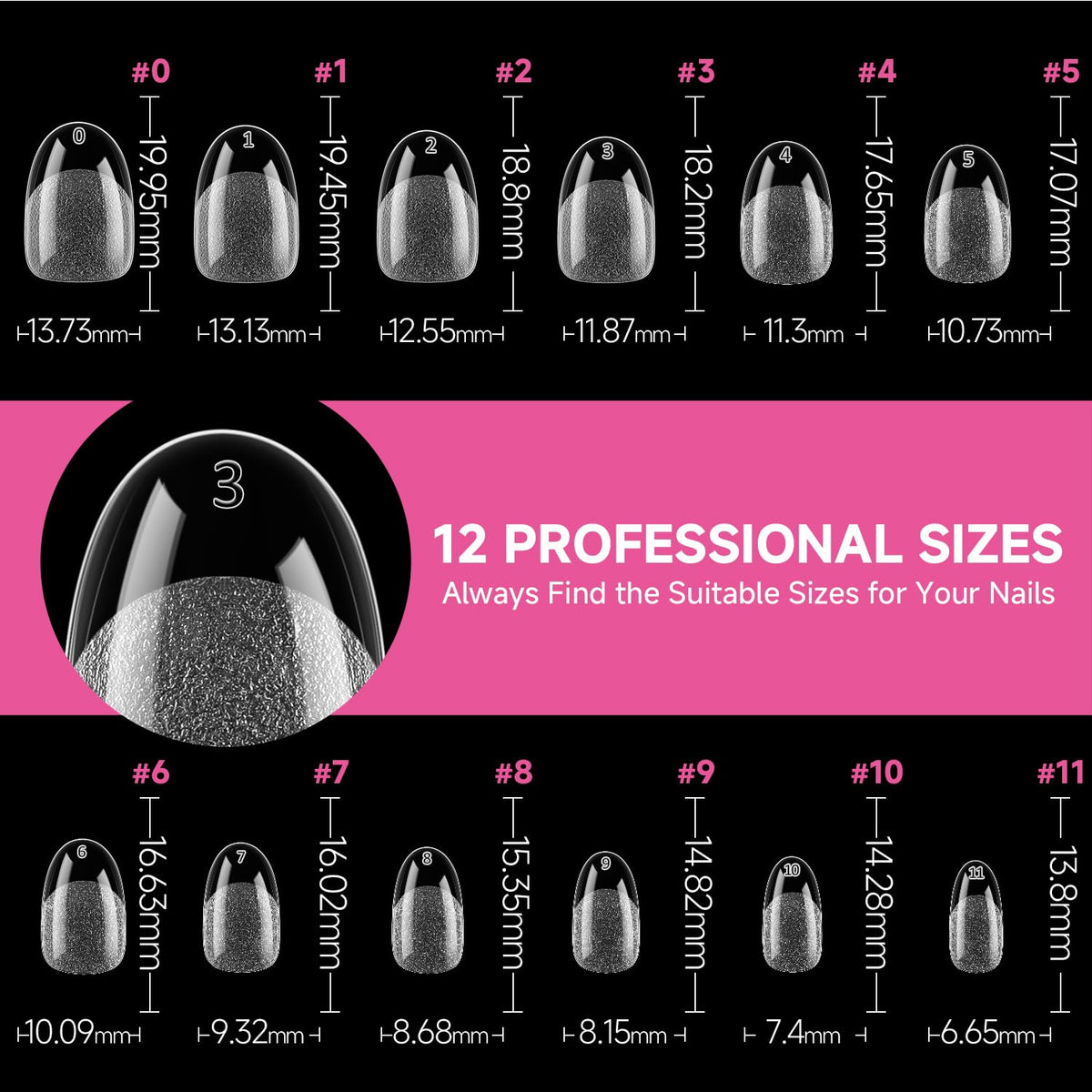UNA GELLA Short Oval Round Nail Tips, Soft Gel Pre-shaped Half Matte Short Oval Gel Nail Tips Full