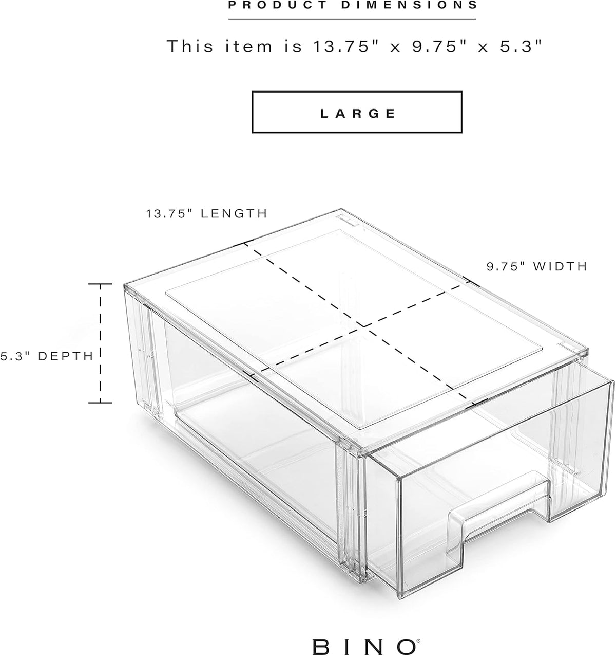 BINO | Stackable Storage Drawers, Large - Clear | THE CRATE COLLECTION | Storage Bins With Drawers