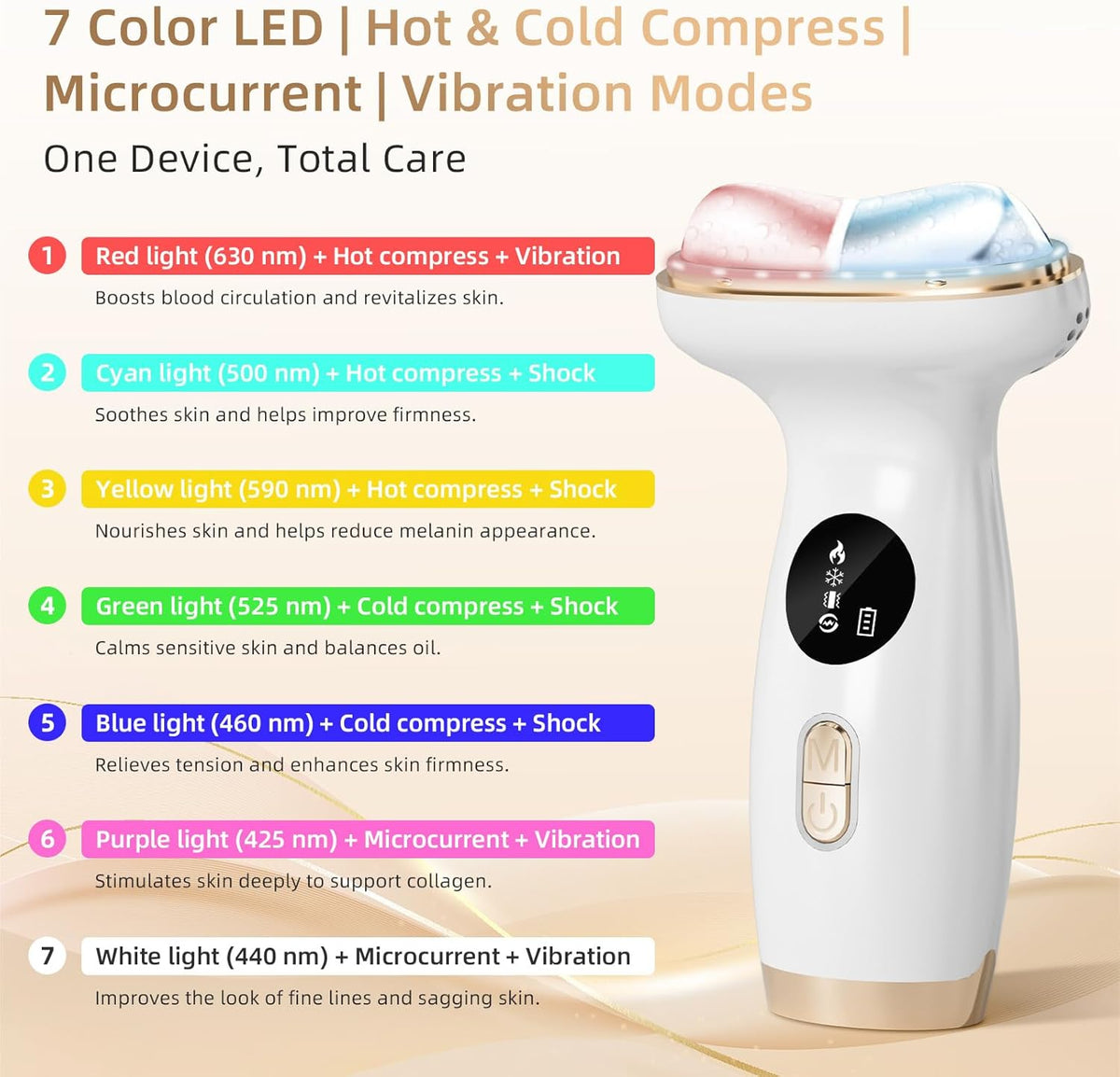 Cold Heat Facial Massager with Red Light Therapy, 7-in-1 LED Gua Sha Sculptor, Microcurrent