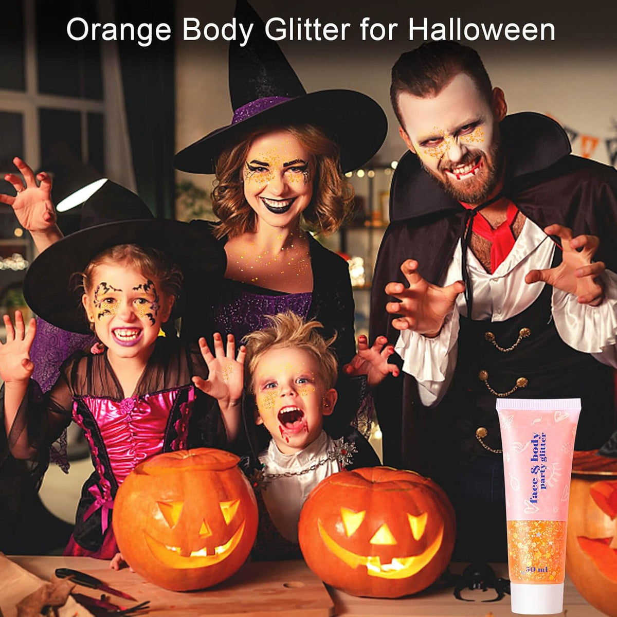 MEICOLY Orange Face Body Glitter,Sparkling Face Glitter Gel,Mermaid Sequins Face Paint Glitter