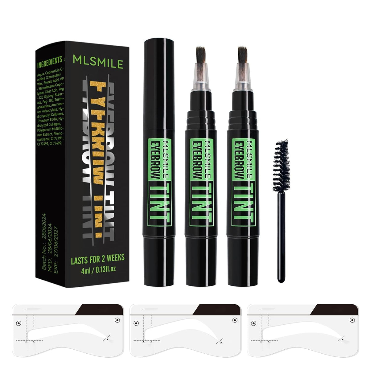 2PCS Temporary Eyebrow Tint Set, Grey Black Tattoo Eyebrow Gel, Natural Color Eye-Brow Gel