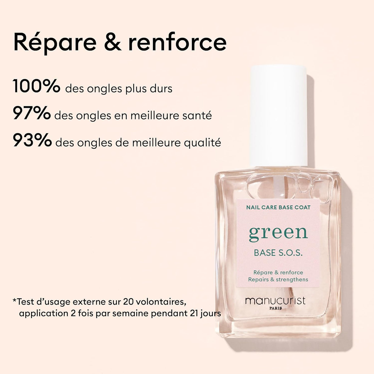 MANUCURIST - S.O.S. Base Coat - Enriched with Vitamins C and B5 - Nail Fortifier - Repairs and