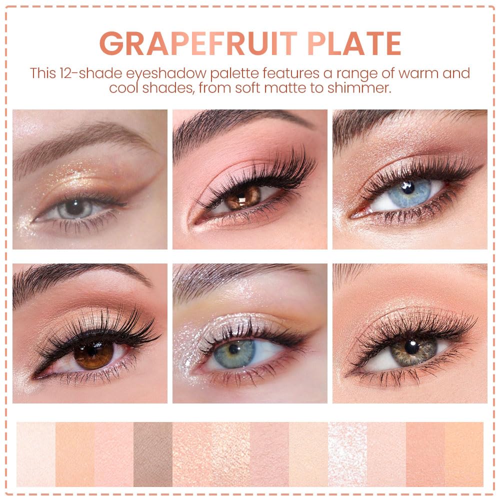 AMY'S DIARY 12Color Light Pink Purple Eyeshadow Palette, Long-Lasting, and Highly Pigmented.