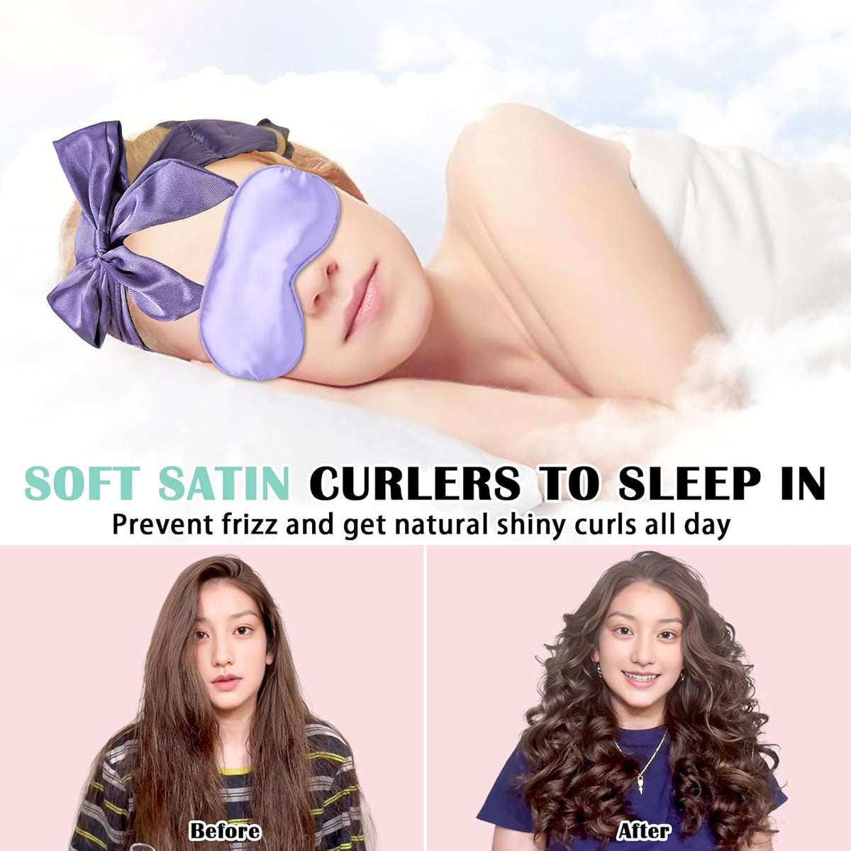 Satin Heatless Curls Overnight Hair Curlers to Sleep In Hair Curler Rollers No Heat Hair Wrap for