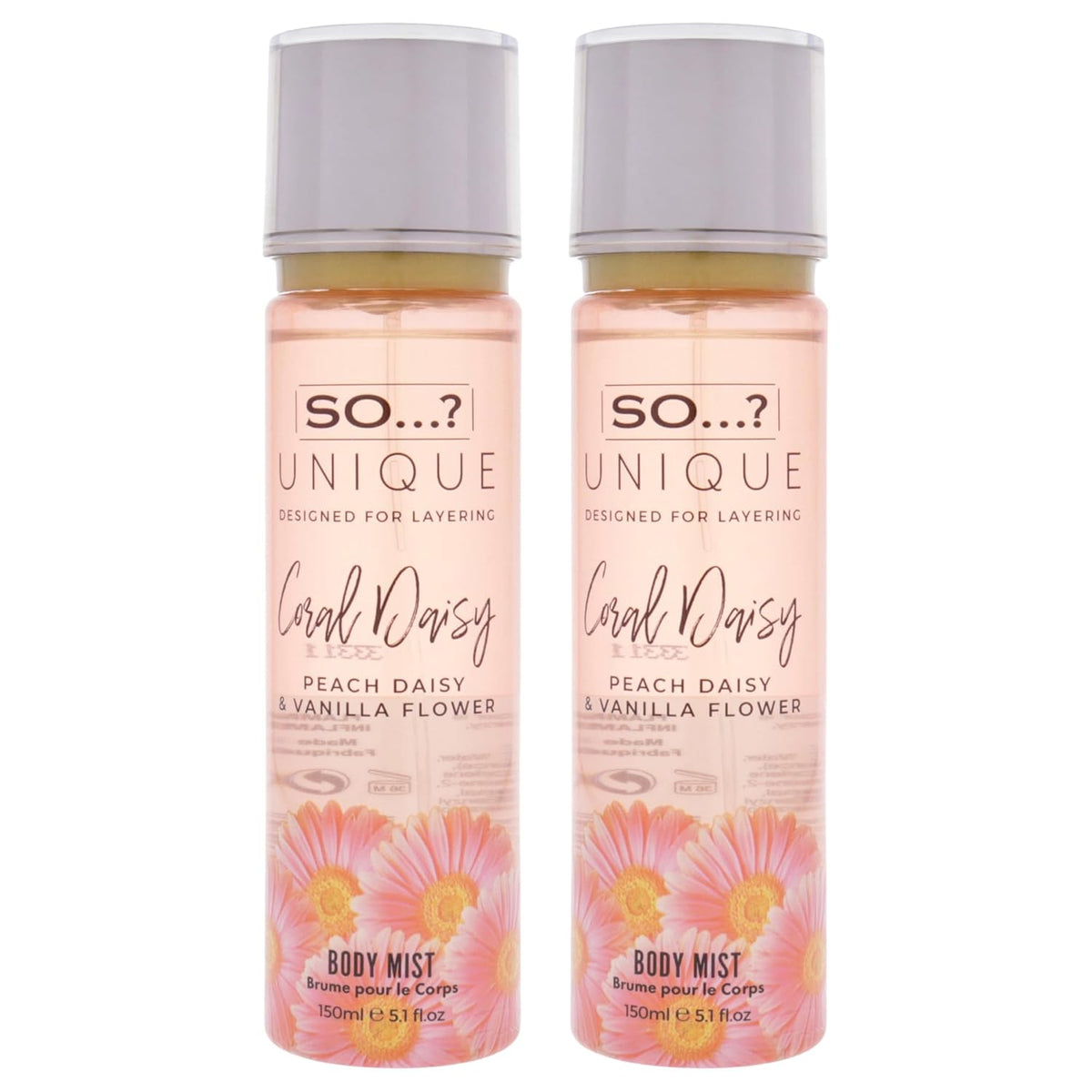So...? Unique Body Mist - Coral Daisy for Women - 5.1 oz Body Mist - Pack of 2