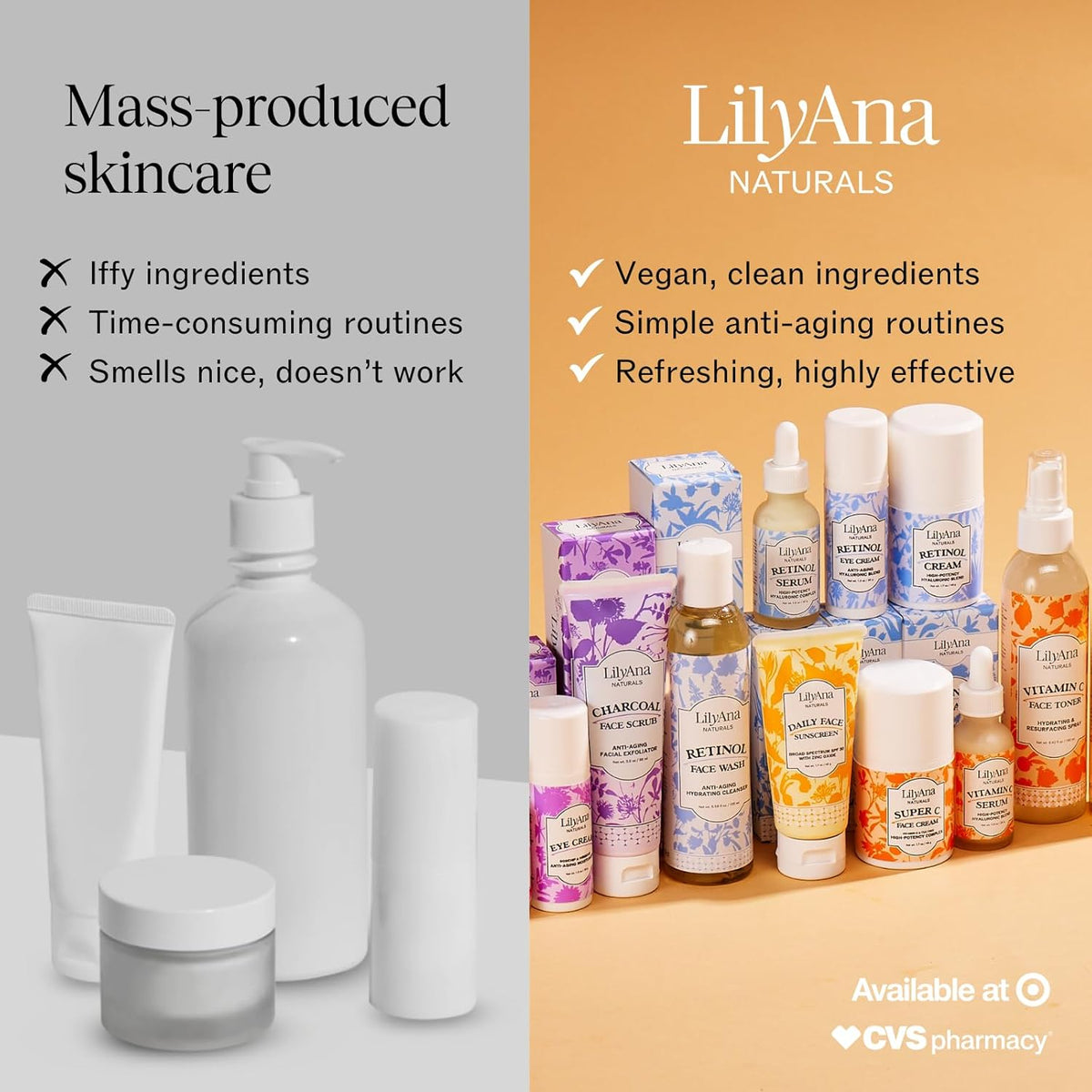LilyAna Naturals Retinol Serum - Made in USA, Anti Aging Face Serum with Hyaluronic Acid and