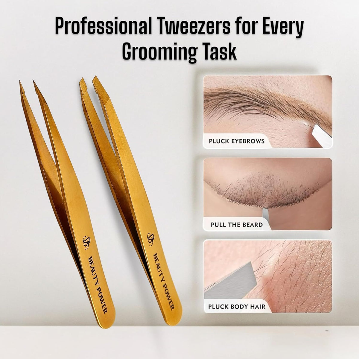 Professional Tweezers Set – Slant & Point, Ultra Precision German Stainless Steel Tweezers for