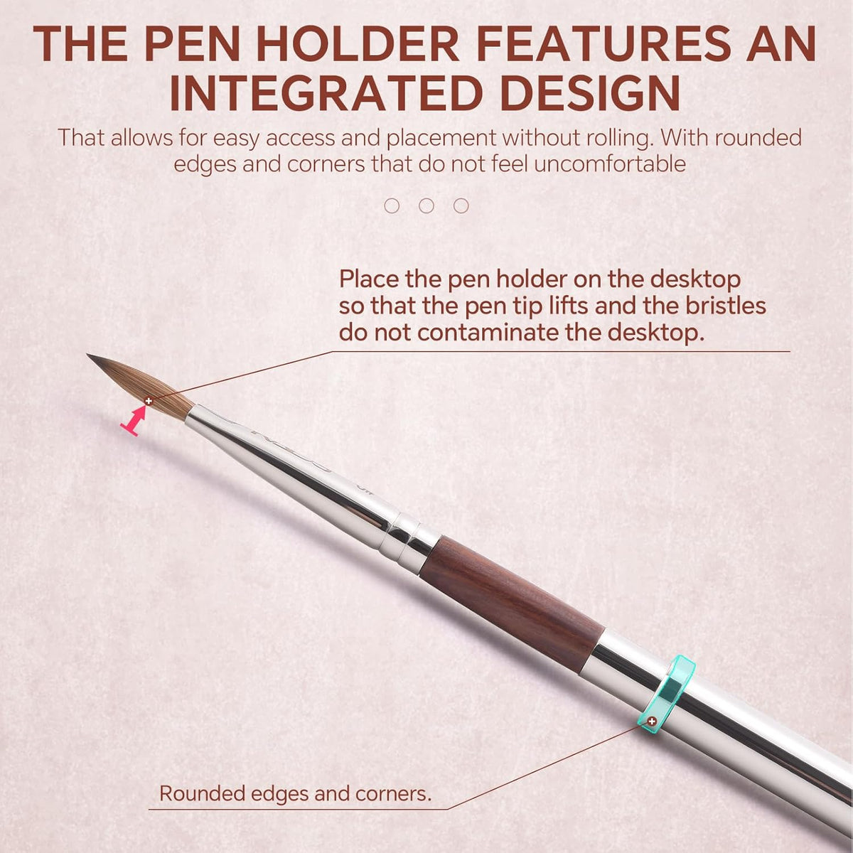 KADS Acrylic Nail Brush with Penholder Nail Brush for Acrylic Application-Oval Shaped Powder Nail