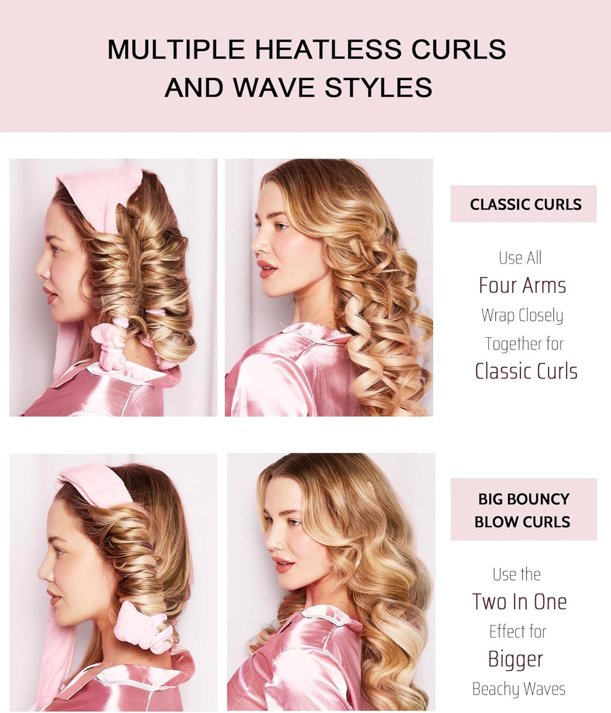 Heatless Hair Curler Curls Overnight Rods No Heat Hair Curlers to Sleep in, Soft Heatless Curling
