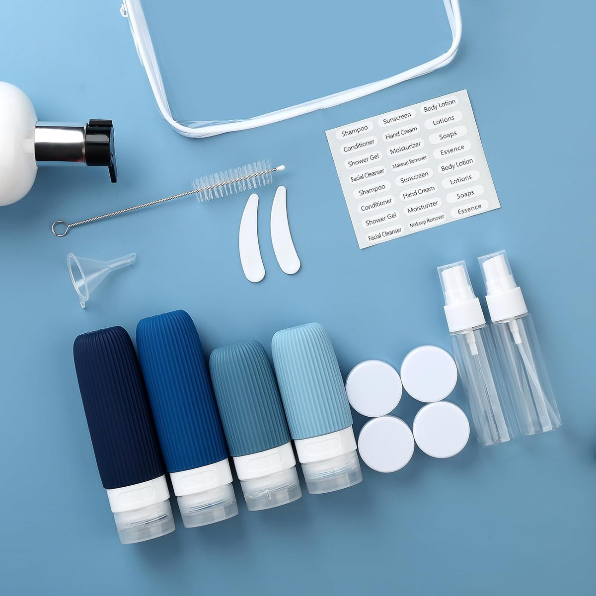 16 Pack Travel Bottles Set, TSA Approved Leak Proof Silicone Squeezable Containers for Toiletries