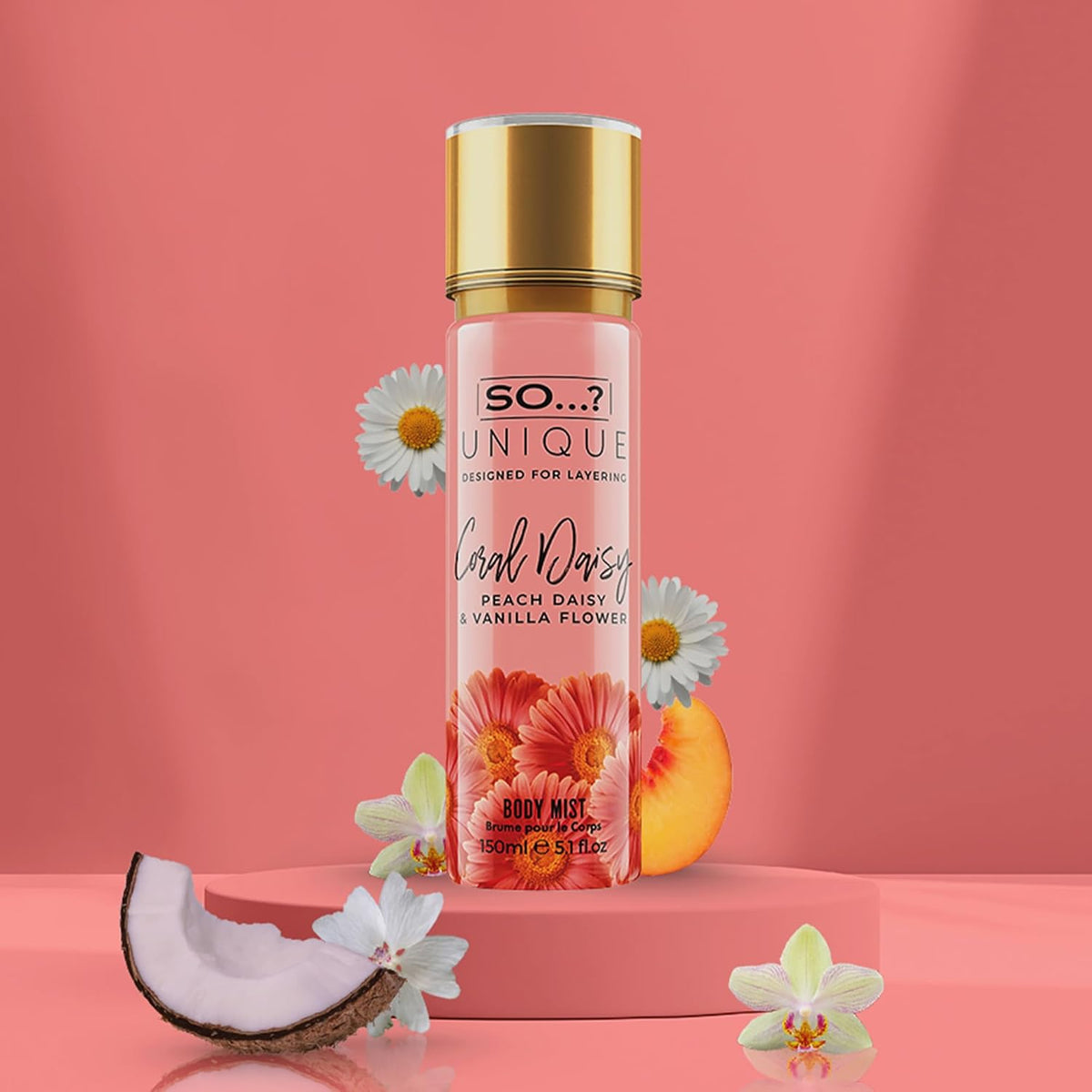 So...? Unique Body Mist - Coral Daisy for Women - 5.1 oz Body Mist - Pack of 3