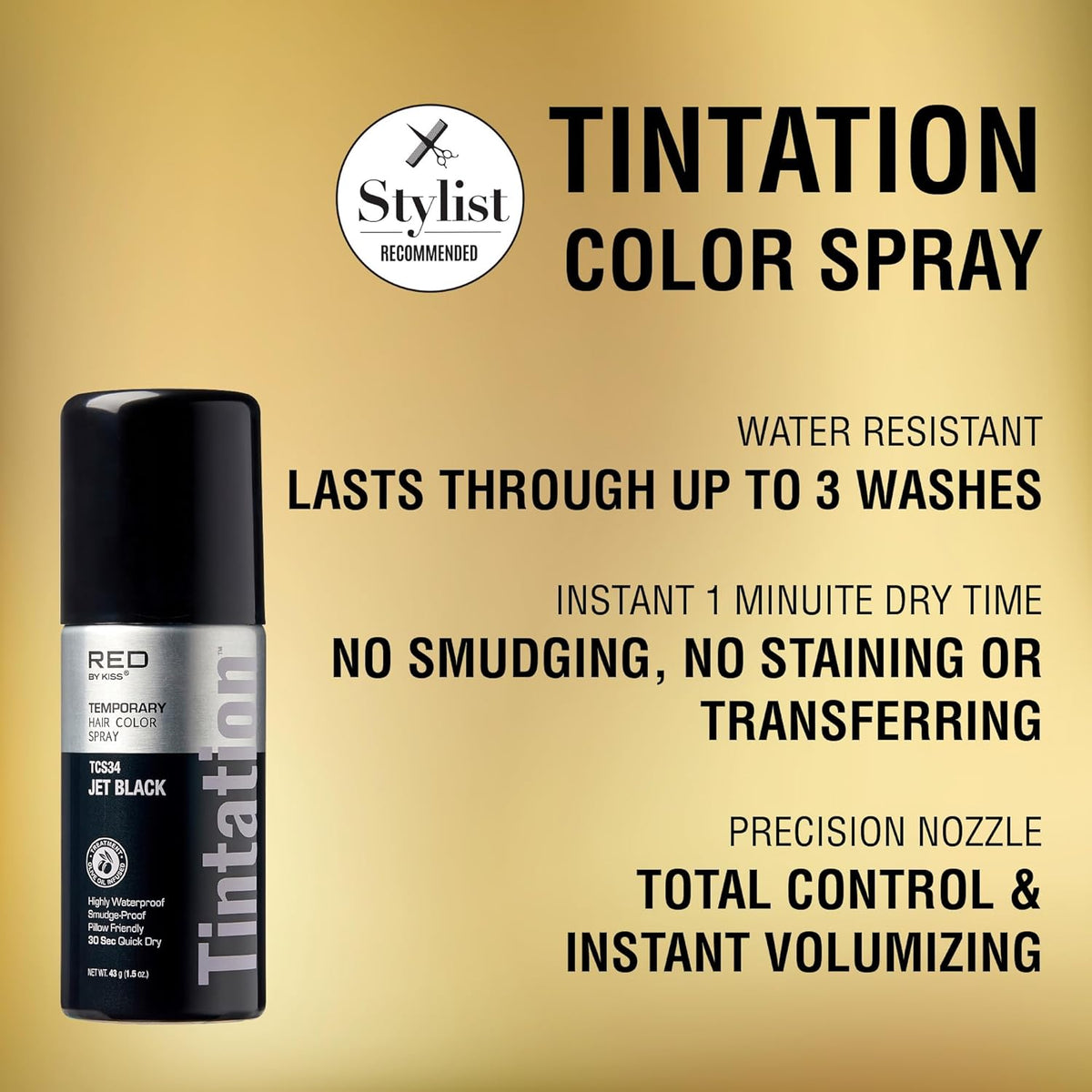 RED by Kiss 1.5OZ. Tintation Temporary Hair Color Spray, Instant Gray Root Cover Up