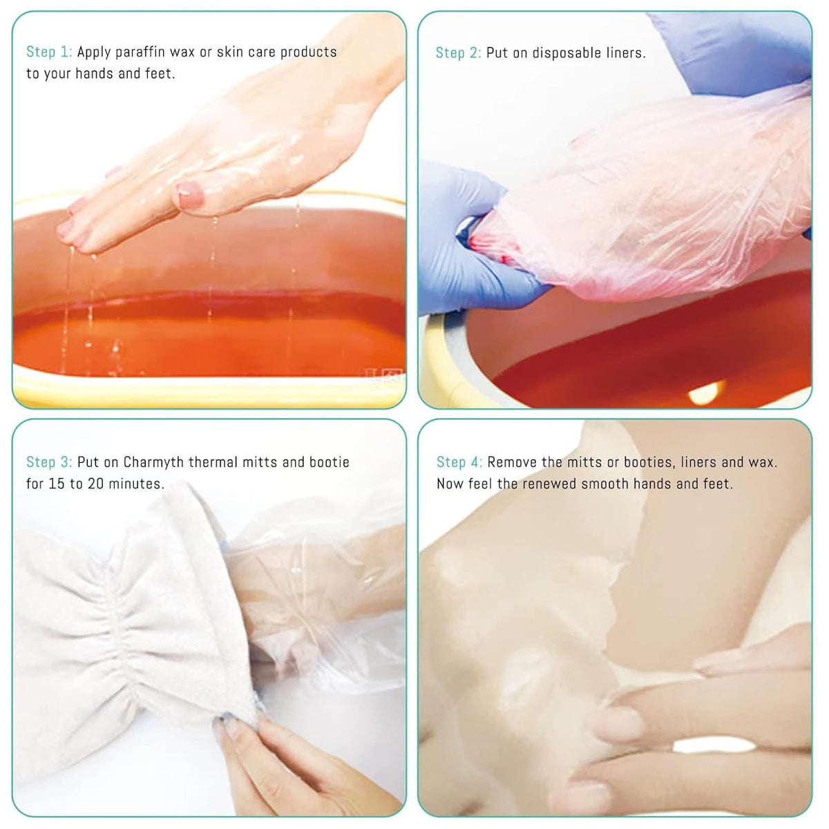 Paraffin Wax Bath Terry Cloth Gloves & Foot Liners, Paraffin Wax Machine Heated SPA Mittens Foot
