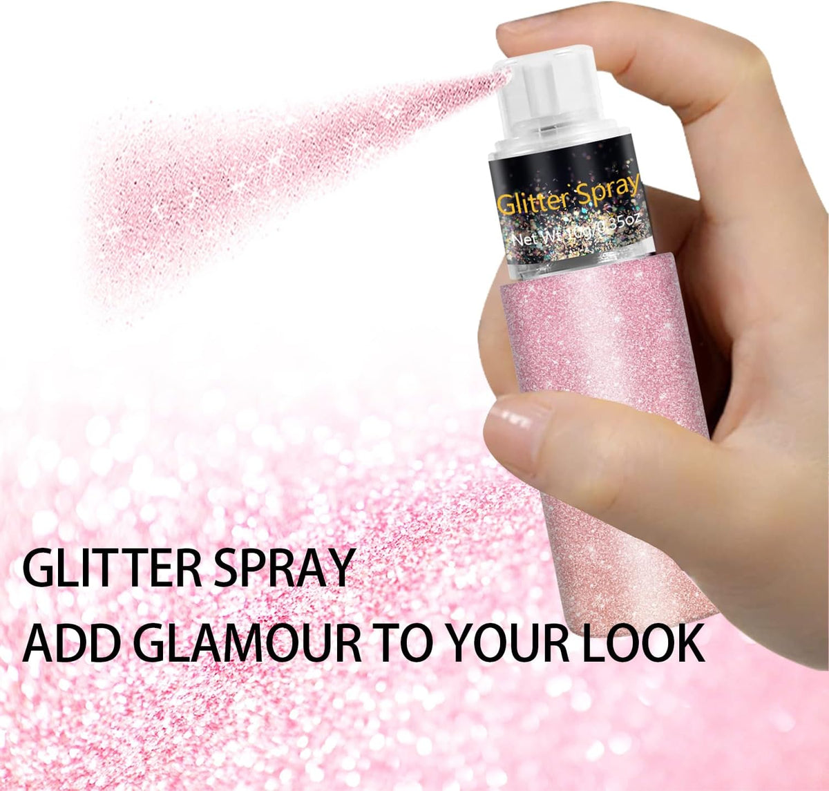 Hair and Body Glitter Spray, Holographic Glitter Highlighter Powder, Face Body Clothes Shiny
