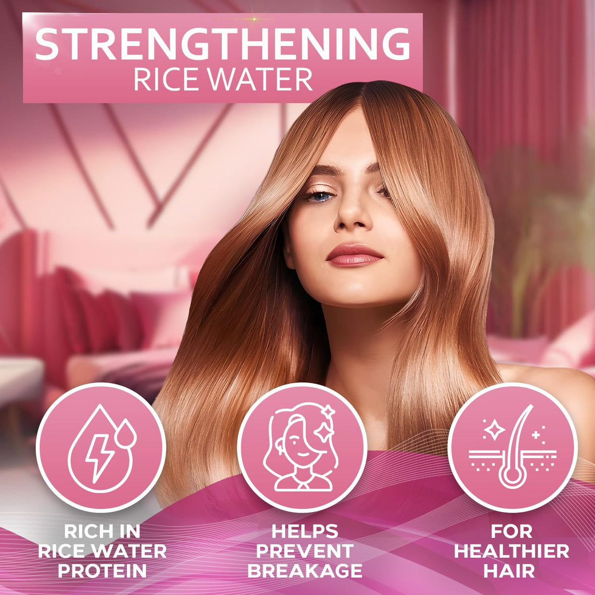 Rice Water Spray for Hair - With Rosemary, Biotin and Castor Oil - Tonic for Women and Men with
