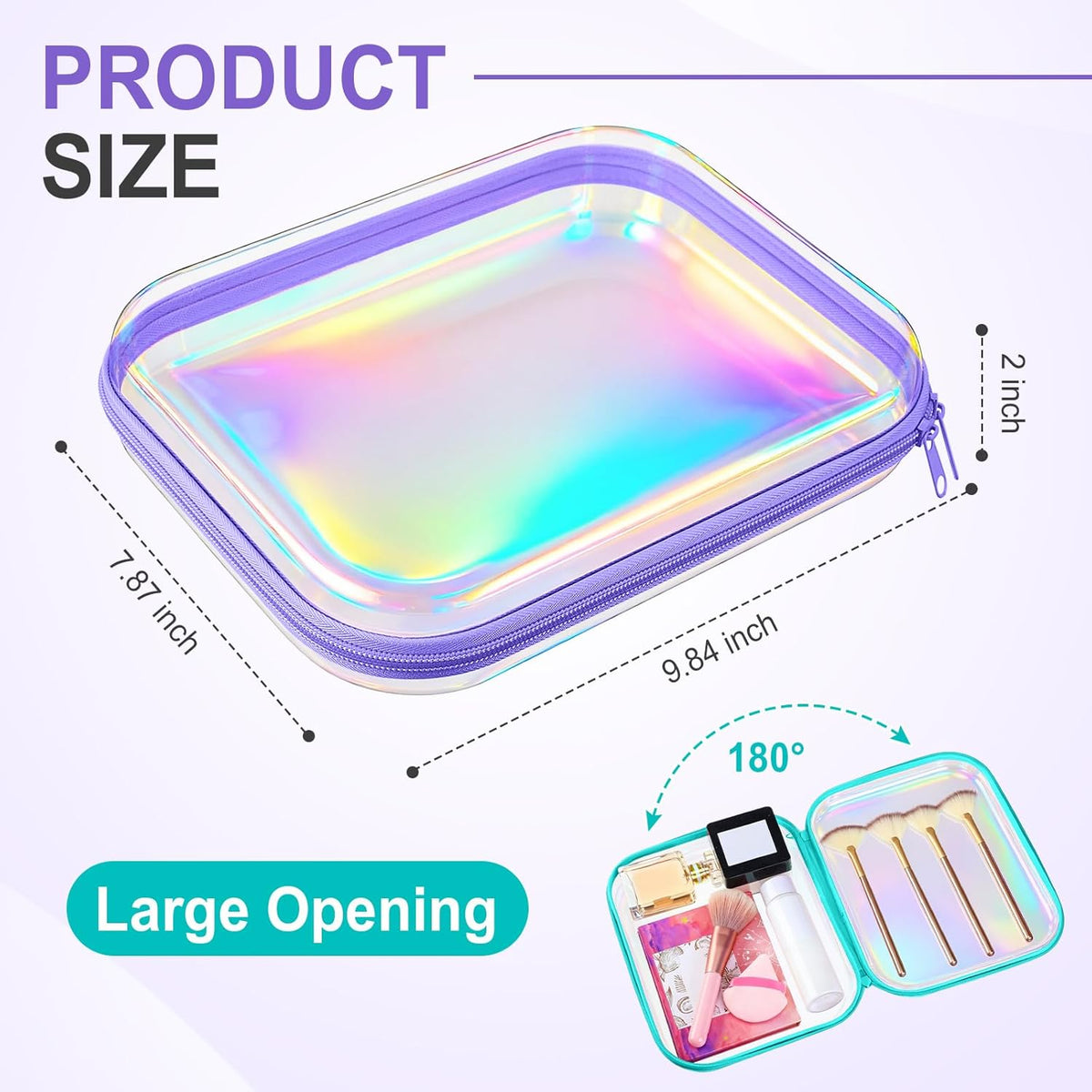 Hoolerry 3 Pcs Clear Hard Zipper Case Plastic Pouch Transparent Hard Case Clear Makeup Bag Portable
