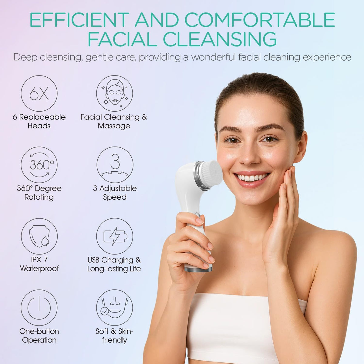 VOYOR Facial Cleansing Brush Electric for Deep Skin Cleansing Face Scrubber Rechargeable for