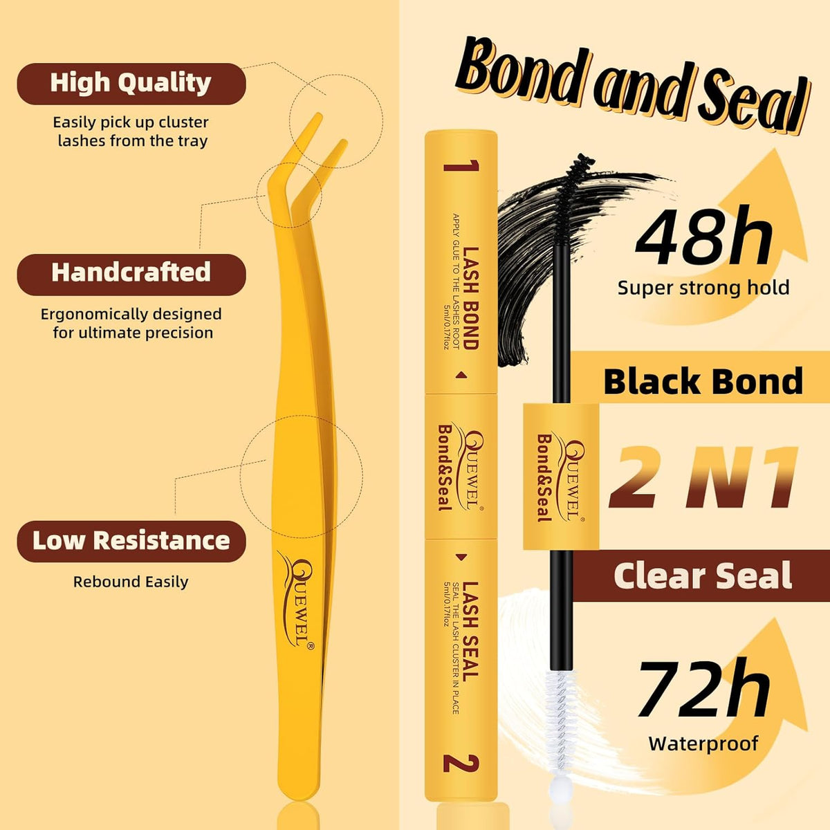 QUEWEL Lash-Clusters-Kit, 30+40+50D-Lash-Clusters Mixed 10-16mm Soft DIY-Lash-Extension-Kit with