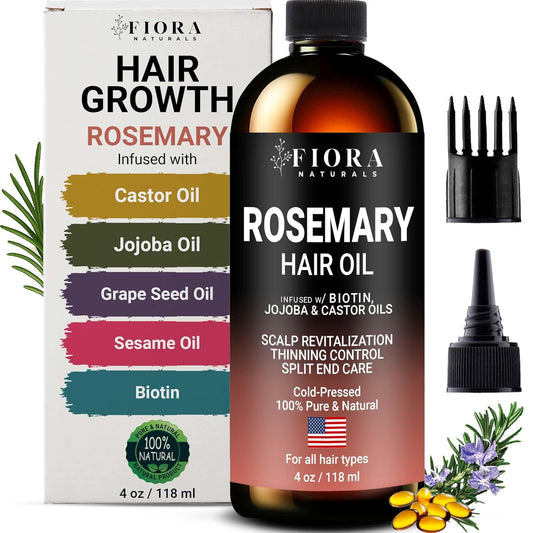 100% Pure Rosemary Oil for Hair Growth, Infused with Biotin, Jojoba & castor Oils - Natural Hair