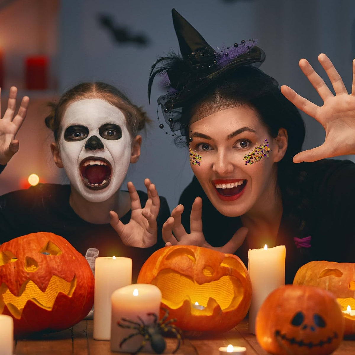 Halloween Glitter Gel for Body, Face, Hair and Lip, Color Changing Glitter Gel Under Light